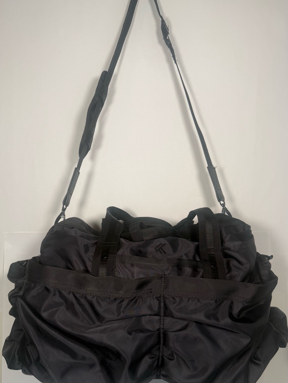 KYODAN Black Ruched Gym Duffel Bag Yoga Workout Weekender Travel Bag